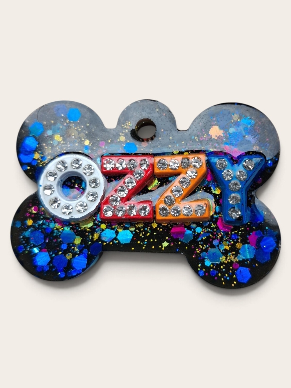 Personalized Multicolor Sparkle Dog ID Tag - OZZY